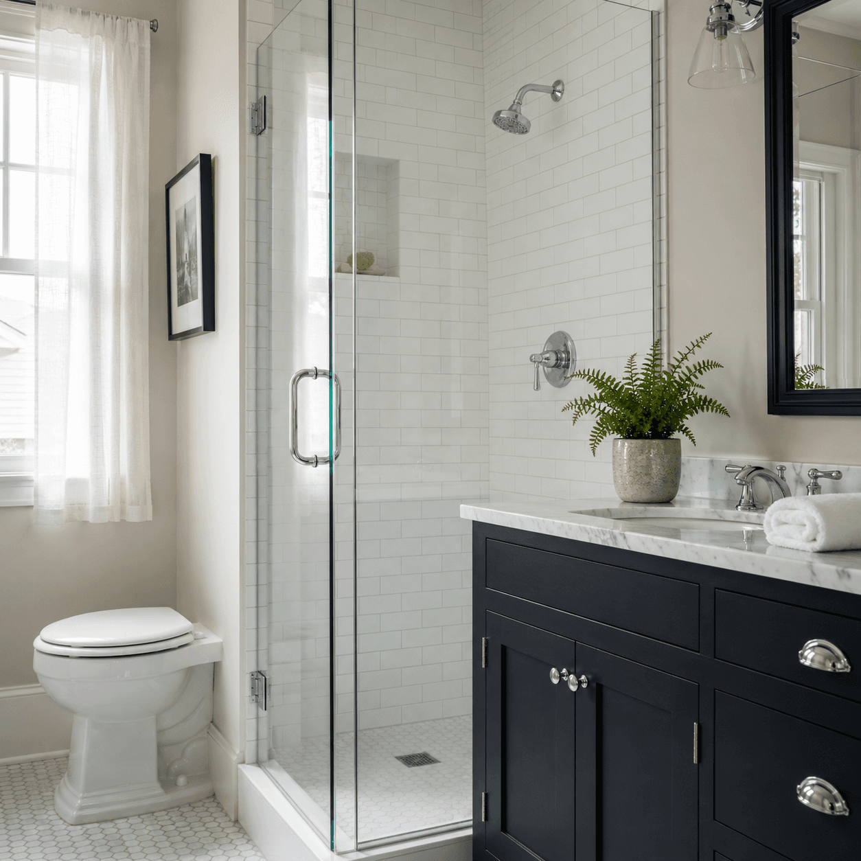 Sparkling bathroom finished by the crew