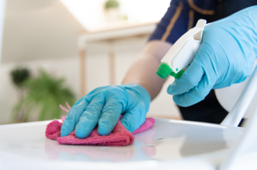 Professional cleaning company team providing eco-friendly cleaning services